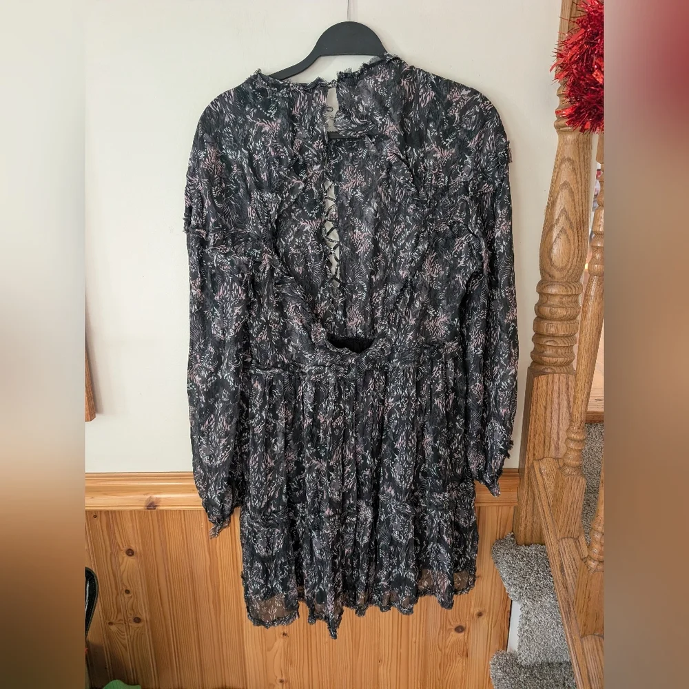 IRO Darling Long Sleeve Open‎ Back Printed Mini Dress Size 38 (6)
